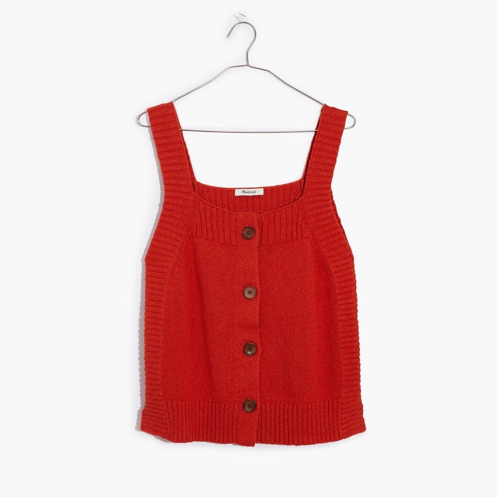 MADEWELL Rowe Button-Front Sweater Tank in Fresh Chili SZ XXS